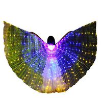 Meidexian888 LED Angel Isis Wings,Women LED Belly Dance Wings Colorful Butterfly Wings with Telescopic Stick (Yellow)