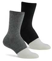 Berkshire Women's Premium Non-Binding Diabetic Comfort Crew Socks (2 Pair Pack) - Charcoal/Black, Women's Shoe Size 6-9