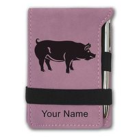 Mini Notepad, Pig, Personalized Engraving Included (Pink)