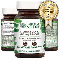 Natural Nutra Active Methyl (Methylated) Folate Supplement with Quatrefolic, L-5-MTHF (Methyltetrahydrofolate), Vitamin B9, MTHFR, 90 Vegan and Vegetarian Tablets