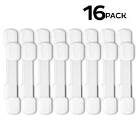 Child Safety Strap Locks (16 Pack) for Fridge, Cabinets, Drawers, Dishwasher, Toilet, 3M Adhesive No Drilling - by Eco-Baby