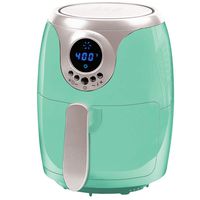 Copper Chef 2 QT Black and Copper Air Fryer - Turbo Cyclonic Airfryer With Rapid Air Technology For Less Oil-Less Cooking. Includes Recipe Book (Teal)