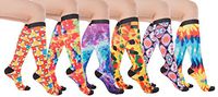 6 Pairs Women's Graduated Compression Printing Trouser Socks 8-15mmHg (621B)