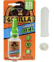 Gorilla Super Glue Gel, 15 g, Clear with 10 Disposable Latex Finger Cots Rubber Fingertips