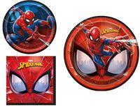 Spiderman 3 Piece Party Bundle Includes Disposable 9" Dinner Plates, 7" Cake Plates And Napkins Set For 8