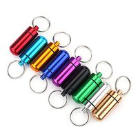 Pill Box Keychain, Waterproof Aluminum Pill Holder Key Ring Bottle Container, 9PCS Portable Mini Travel Medicine Pill Case