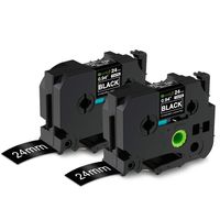 Compatible Ptouch Label Maker Tape, TZe-355 24mm 1 Inch Standard Laminated White on Black Compatible with Brother Ptouch PTD600 PTP700 PT2300, 2-Pack