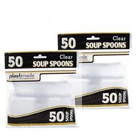 [100 Clear Soup Spoons] Plastimade Disposable Heavy Duty Plastic Cutlery,Great for Every Day Use, Home, Office, Party, Picnics, or Outdoor Events,