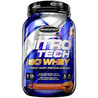 MuscleTech NitroTech Iso Whey Isolate Protein Powder, 25g of Whey Protein Per Scoop - The Purest Whey Protein Formula Available - Peanut Butter Cookie, 53 Servings (5lbs)