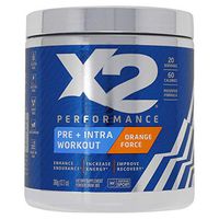 X2 Performance Pre + Intra Workout Powder for Men and Women, Orange Force, 12.77 oz, 20 Servings - Preworkout Supplements for Sustained Energy, Endurance, Recovery - Pre-Workout for Athletes