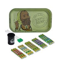 Zig Zag Green Rolling Tray with Cyclone Hemp Cones All Natural 15 Packs