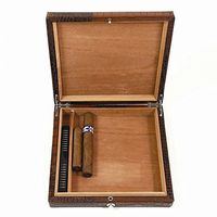 Jewelry Best Seller Brown Leather Croco 12 Cigar Humidor w/Cedar Lining & Humistat