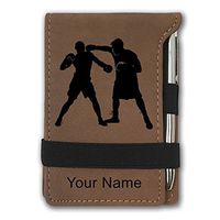 Mini Notepad, Boxers Boxing, Personalized Engraving Included (Dark Brown)