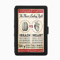 Perfection In Style Black Color Metal Cigarette Case D-212 The Never Ending Fight The Brain Vs The Heart