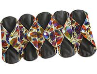 Sanitary Reusable Cloth Menstrual Pads by Heart Felt. XL 5 Pack Washable Natural Organic Napkins with Charcoal Absorbency Layer. Overnight XL Pads for Comfort Support and Incontinence