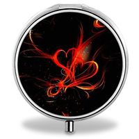 Heart Pill Case, Round Stainless Drug Organizer Container Medicine Cover for Pocket Daily&Weekly