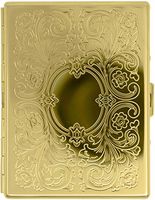 Gold Victorian Print Compact (9 Kings) Metal-Plated Cigarette Case & Stash Box