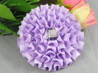 15pcs Big Ribbon Cabbage Rhinestone Rose Flower Appliques/Sewing Pick Color (Purple)