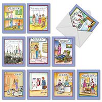 M6616BDG Tom Cheney Toons: 10 Assorted Birthday Note Cards Featuring an Assortment of Hilariously Funny Cartoons by Tom Cheney, w/White Envelopes.