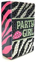 Eclipse Rhinestone Studded Fun Designs Crushproof Plastic Cigarette Case, Kings - Choose Your Own Style! (Party Girl)