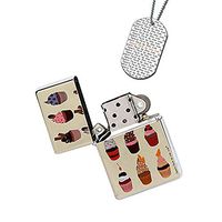 New Vibe Silver Flip Top Lighter - Cupcakes