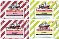 Fisherman's Friend Lozenges Duo Set (Cherry and Citrus Flavors) Fresh Breath and Extra Strong Cough Sugar Free Lozenges 25g Each (Pack of 4)