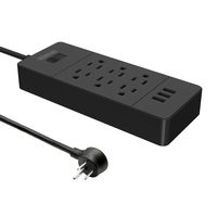 Power Strip Flat Plug - NTONPOWER USB Charger 5ft Long Power Cord with Overload Protection 6 Outlets 3 USB Ports Non Surge Protection for Cruise and Home Wall Mounted - Black