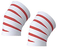 ARD Power Lifter Weight Lifting Knee Wraps Supports Gym Training Fist Straps (White with Red Stripes)