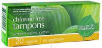 Seventh Generation Chlorine Free Organic Cotton Regular - 20 Tampons, Pack of 6