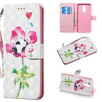 Amocase Wallet Case with 2 in 1 Stylus for LG Stylo 5,Luxury 3D Panda Rose Art Printed Scratch Resistant Magnetic Kickstand Full Body Soft Silicone Strap PU Leather Case