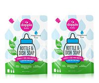 DAPPLE Baby Bottle and Dish Liquid Refill, Fragrance Free Dish Soap, Plant Based, Hypoallergenic, 34 Fl Oz, Pack of 2