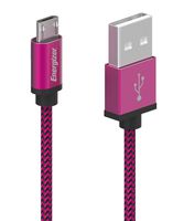 Premier Energizer Android Charger Micro USB Cable 6ft Fast Charging USB 2.0 Syncing Cord Nylon Braided Metal Tip, Raspberry 6 Feet
