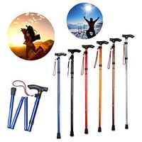 Folding Handle Cane Adjustable Retractable Aluminum Stick Hiking Walking Travel