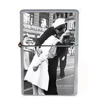 Wind Proof Dual Torch Refillable Lighter Vintage Poster D-024 Kissing On VJ Day - Nurse Kissing Sailor