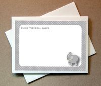 Personalized Elephant Note Cards (40 Non-foldover Cards and Blank Envelopes)