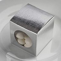 Efavormart 2x2 Silver Ballotin Box for Candy Treat Gift Wrap Box Party Favor Boxes for Bridal Shower Anniverary Wedding -100 Boxes