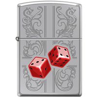 Zippo Dazzling Dice in Red Engraved Scrolling Lighter