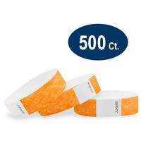 WristCo Neon Orange 3/4" Tyvek Wristbands - 500 Pack Paper Wristbands for Events