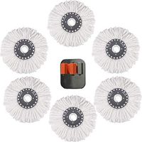 CleGuard 6Pcs Spin Mop Heads with a Stainless Steel Mop Clip, Anti-Abrasive Microfibers Replacement Mop Heads,Easy Wring and Easy Cleaning Mop Head.