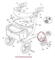 Left Wheel Lock Assembly with Hardware for Drive RTL10266 Nitro Rollator Walker