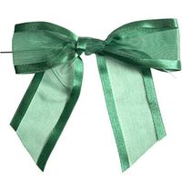 Pre-Tied Green Organza Bows - 4" Wide, Set of 12, Craft Ribbon Bow, Satin Edge, Wedding Embellishments, St. Patrick's Day, Gift Basket, Birthday, Christmas, Valentine's Day, Easter