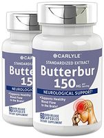 Carlyle Butterbur Extract Standardized 150 mg 120 Capsules – Migraine Headache Formula – Non-GMO, Gluten Free, PA Free