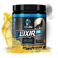 eFlow Nutrition Elixir PM Night Time Fat Burner Thermogenic Sleep Aid Powder - Night Time Weight Loss Supplement - GABA 5-HTP Mucuna Pruriens & Melatonin - Tropical Cooler (40 Servings)