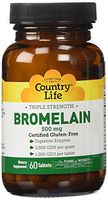 Country Life Triple Strength Bromelain 500 Mg 2,  Gdu/g, 60-Count (package may vary)