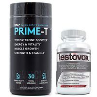 Prime T (120 caps) and Testovox (60 caps): Extreme Muscle Building, Testosterone Boosting Bundle for Men | Jump Start Test Levels, Libido, Muscle Growth, Strength and Stamina for a Shredded Body