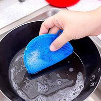 Silicone Scrubber 2 Pack Silicone Dish Scrubber Dishwashing Brush Sponge Food Grade Wash Cloth Dish for Cleaning Vegetable Kitchen Utensils (Round)