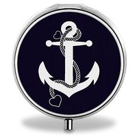 Anchor Pill Case, Round Stainless Drug Organizer Container Medicine Cover for Pocket Daily&Weekly