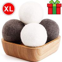Organic Dryer Balls, 4 Pack XL Laundry Wool Dryer Balls - 100% New Zealand Wool - Handmade 4 Wool Balls, Reduce Wrinkles&Save Drying Time - Alternative to Dryer Sheets Liquid Softener Plastic Balls