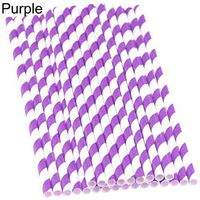 Paper Straw Straws Drinking Straw Striped Food Grade Paper Straw Style for Party Table Wedding Anniversary Home Include 25 Pcs - Purple qsbai