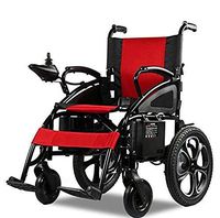 Electric Wheelchair Electric Motorized Wheelchair Portable Folding Lightweight Electric Wheel Chair (RED)